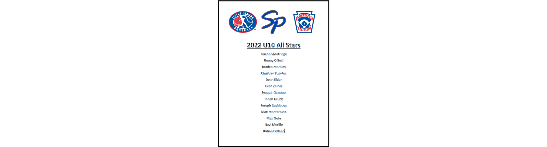 2022 U10 All Star Team